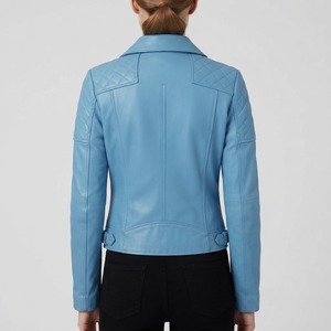 Chaqueta de Motociclista de Cuero Sintético para Mujer, Corte Ajustado, Manga Larga, Cierre de Cremallera, Cuello Camisero, Ropa de Abrigo para Primavera y Otoño - Product Image 5