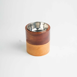 Elegante Quemador de Incienso Cilíndrico de Madera Bicolor con Inserto de Metal Plateado Pulido, para Agregar un Toque a Cualquier Espacio - Product Image 4