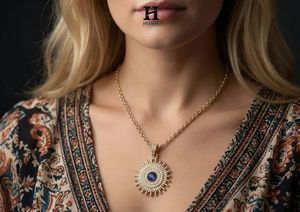 Pendentif de luxe au design rayon de soleil, collier en or 14K/18K avec diamants de laboratoire/naturels, fournisseur de bijoux en gros - Product Image 3