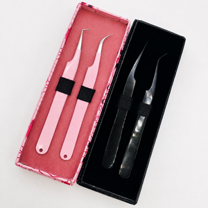 Ensemble de pinces professionnelles pour extensions de cils avec pointes courbées de précision et étui de rangement protecteur pour les artistes en extensions de cils - Product Image 1