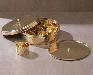 Handcrafted Iron Masala Dabba Spice <b>Box</b> with Hammered Lid Seven Container Traditional <b>Metal</b> Spice Storage Organizer Kitchen <b>Tool</b> - Product Image 6