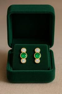 Pendientes de Plata de Ley 925 con Oro de 14K y Esmeralda Natural, Engaste de Garras, Piedra de Nacimiento de Mayo, Joyería Étnica Elegante, Regalo para Fiesta - Product Image 6