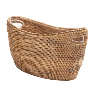 Cubo de Hielo en Forma de Bote de Bambú Tejido a Mano, Enfriador de Bebidas Costero con Asas - Product Image 3