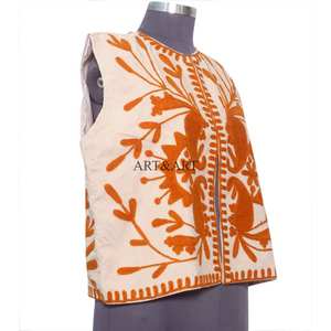 Handmade Eco-Friendly Cotton Vest <b>Jacket</b> <b>Women</b> Stylish Casual Sleeveless Outerwear Stand covered button and o-neck party wear - Product Image 3