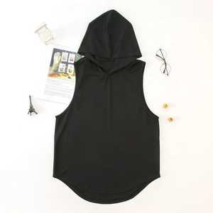 Débardeur à capuche sans manches pour homme, couleur unie, séchage rapide, sportif, gris, noir, blanc, personnalisable OEM/ODM - Product Image 5