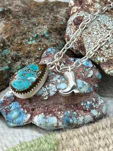Handmade Turquoise <b>Necklace</b> Sterling Silver <b>Boho</b> Southwestern Statement Jewelry Natural Gift for Her - Product Image 4