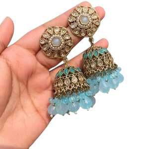 Designer Ethnic Brass Jhumki Earrings Women's Fashion Jewelry Set's Premium Finish OEM ODM Bulk Supplier - Product Image 4