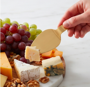 Ensemble de 3 couteaux à fromage, lames en acier inoxydable doré, manches en pierre, outils à fromage, spatule pour usage en cuisine - Product Image 4
