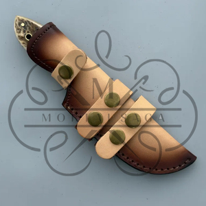 Couteau de chasse utilitaire à lame en acier au carbone avec poignée en bois de cerf et fourreau en cuir poli - Product Image 3