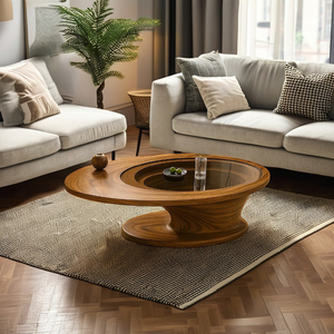 Table basse Luxali - Table basse moderne pour salon, table basse en bois massif, fabrication artisanale, bois naturel véritable, décoration, design unique - Product Image 2