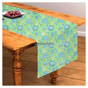 Hand Block Printed Cotton Table <b>Runner</b> Indian Floral Custom Size Wedding Table Linens Hotel Home Use Custom For Wedding Events - Product Image 2