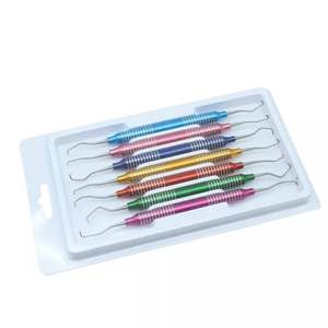 Juego de raspadores dentales ergonómicos manuales con mango multicolor arcoíris, 8 piezas, kit periodontal de acero inoxidable para uso profesional - Product Image 1
