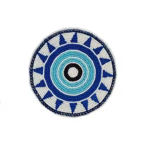 Elegant Bohemian Beaded Fabric Coasters Reusable Coffee Mug/<b>Table</b> Decor for Special Occasions - Product Image 5