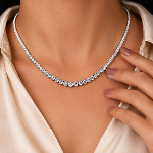 Collar de tenis de 10 quilates con diamantes cultivados en laboratorio, oro macizo de 14 quilates, corte brillante, diamantes VVS, regalo minimalista, collar Riviera - Product Image 1