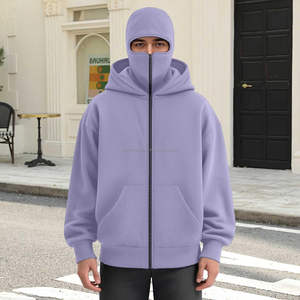 Sweat à capuche cagoule zippé pour homme, en polaire, style streetwear hiver, avec broderie de logo personnalisé, vente en gros - Product Image 1