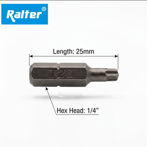Ralter T20 <b>Torx</b> Bit MagicRibs 25mm 1/4 Inch Hex Head Industrial Grade Matte Finish - Product Image 1