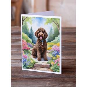 Labradoodle Spring Path Whimsical A7 <b>Greeting</b> <b>Cards</b> Pack of 8 Blank <b>Note</b> <b>Cards</b> with Envelopes Size 5x7 - Product Image 2