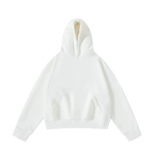 เสื้อฮู้ดดี้โอเวอร์ไซส์ผู้ชาย สีพื้น ผ้าฝ้ายเฟรนช์เทอร์รี่ สวมใส่สบายๆ สำหรับฤดูใบไม้ร่วง ทรงปกติ มีกระเป๋า - Product Image 5