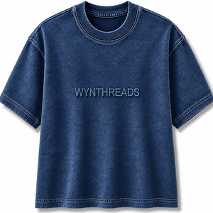 Custom Made Premium Denim Oversized Vintage Washed T-Shirts Heavyweight Cotton Streetwear Tee Custom Embroidery OEM/ODM Apparel - Product Image 1