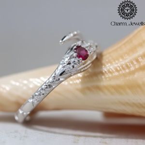 Anillo de Compromiso Clásico para Mujer con Forma de Serpiente, Plata 925, Chapado en Oro, Moissanita con Engaste de Garras, Certificado IGI - Product Image 4