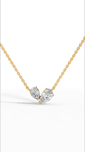 Elegant Toi Et Moi <b>Necklace</b> with Pear Cut Lab Grown Diamond in 14K Gold for Wedding Anniversary Party Celebrations - Product Image 5