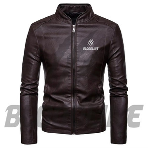 Bloodline Men's Burgundy PU <b>Leather</b> Moto <b>Jacket</b> Stand Collar Zipper Closure Slim Fit Autumn Wear - Product Image 5