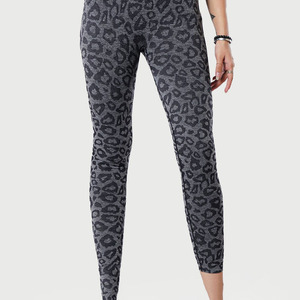 Leggings de yoga taille haute à imprimé léopard, longueur intégrale, en Spandex et Nylon, extensibles dans les quatre sens, avec taille élastique, pour femme - Product Image 2