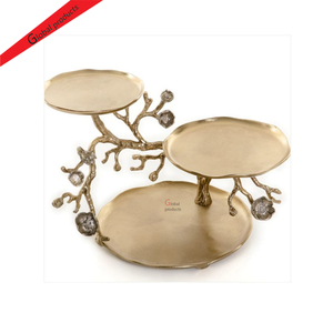High Standard <b>Golden</b> Finished Metal 3 Tier Cake Stand For Hotel Restaurant And <b>Bar</b> - Product Image 1