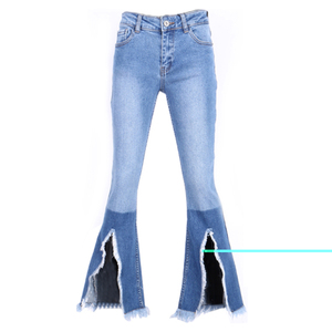 Jean en denim taille haute pour femme grande taille, coupe skinny évasée, décontracté, mode streetwear, ajusté, écologique, bleu - Product Image 2