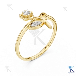 Anillo de Diamante Cultivado en Laboratorio, Oro Sólido, Diseño Floral, Clásico, para Compromiso, Aniversario, Joyería para Mujer, Venta al Por Mayor, Personalizado - Product Image 2