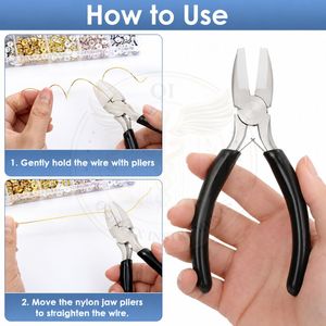 145mm Nylon Jaws Flat Nose Plier Smooth Jaws Spring Finger Grip Foaming Handles for Jewelry <b>Wire</b> Wrapping <b>Crimping</b> OEM Fishing - Product Image 5