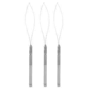Silver Hair Extension Loop <b>Needle</b> Wire Pulling Hook <b>Threader</b> Tool Set for Micro Ring Links Silicone Beads Application - Product Image 1