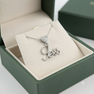 925 Silver Cursive Script Customizable Iced Moissanite Diamond Custom Initial Letter Romantic Heart Bail <b>Pendant</b> Necklace Charms - Product Image 4