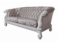 Ensemble de canapés en teck massif de luxe royal, style moderne du milieu du siècle, 6 places, table basse carrée sculptée en tissu, pour hôtel, villa, salon