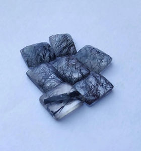 Cuarzo Rutilo Negro Natural, Corte Checker, Gema Rectangular Calibrada, Piedra Suelta, Todos los Tamaños Disponibles - Product Image 3