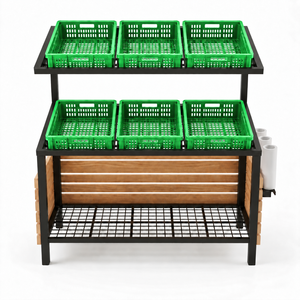 Étagère de supermarché rectangulaire robuste réglable en acier laminé à froid à 5 niveaux avec bacs de rangement arrière, autoportante, à grille verticale - Product Image 2