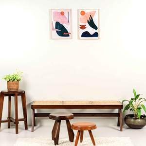 Banco de Madera Maciza Duradero Estilo Pierre Jeanneret con Patas en V y Asiento de Ratán para Exteriores, Ideal para Hoteles, Venta al Por Mayor - Product Image 4