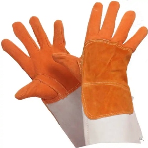 <b>Long</b> Lasting Reinforced Cowhide Split Leather Welding <b>Gloves</b> Flame Retardant Heavy Duty Construction for BBQ Safety for Welders - Product Image 5