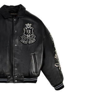 Meilleur prix - Veste en cuir Avirex pour homme - Veste d'hiver haut de gamme - Cuir véritable - Coupe-vent - Imperméable - Teinture unie - Toutes les tailles disponibles - Product Image 2