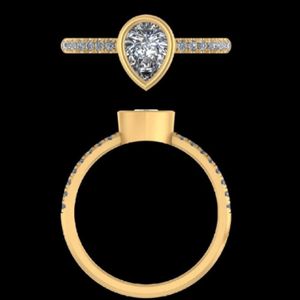 แหวนหมั้นทองคำขาวประดับเพชรทรงลูกแพร์ ดีไซน์หรูหรา พร้อมวงแหวนประดับเพชรแบบปาเว่ ของขวัญเครื่องประดับเจ้าสาวสุดหรู - Product Image 1