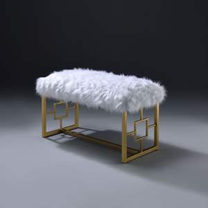 Design elegante della sedia da soggiorno con panca a slitta bianca e oro - Product Image 2