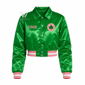 Custom Greek Alpha | Kapa | Alpha AKA Sorority Clothing Embroidered Satin Crop Bomber <b>Jacket</b> College <b>Jacket</b> Greek Paraphernalia - Product Image 1