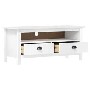 Supporto TV in legno di pino massiccio per 43.3 bianco "x 15.7" x 18.5 "Design elegante e durevole - Product Image 3