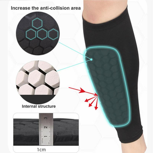 Manchon de compression bleu pour mollet avec rembourrage alvéolé pour la protection sportive, unisexe adulte, léger, protège-jambe - Product Image 2