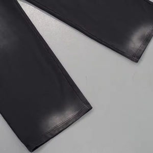 Pantalones de chándal personalizados para hombre, de doble cintura, con pedrería, estilo jogger, acampanados, holgados, con efecto apilado, casuales, con lavado ácido - Product Image 3