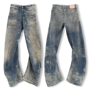 Pantalones Vaqueros YUCE Personalizados de Alta Calidad con Lavado a la Piedra, Estilo Vintage, Tejido con Efecto Sucio, Color Desgastado, Corte Recto para Hombre - Product Image 1