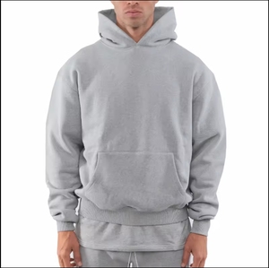 Sweat à capuche d'hiver uni en molleton épais 100 % coton de haute qualité avec fermeture éclair, logo personnalisé et épaules tombantes, coupe classique - Product Image 2