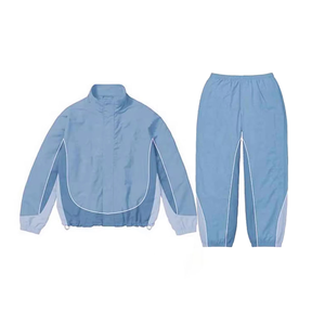 Ensemble de survêtement coupe-vent pour homme : veste et pantalon amples, légers, avec logo personnalisé, tenue de sport décontractée, design contrastant, coupe-vent, style urbain - Product Image 6