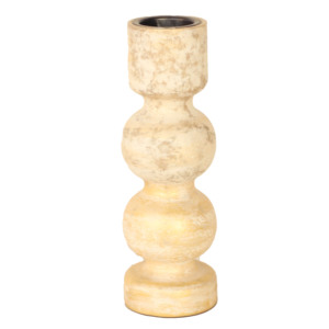 Ensemble de porte-bougies en bois vieilli crème vintage - Décoration rustique pour la maison finie à la main - 3 pièces - Product Image 2