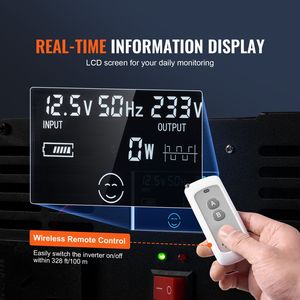 Inverter di Potenza a Onda Sinusoidale Modificata 5000W DC 12V AC 120V con 6 Prese AC, 2 Porte USB, 1 Porta Type C, Protezione da Sovratensione 15V, Display LCD - Product Image 4